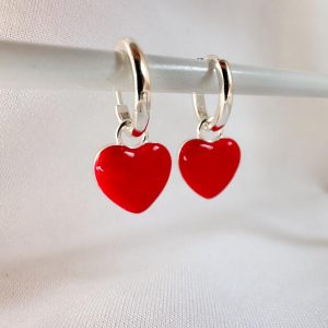 Aro plata de Corazon Rojo