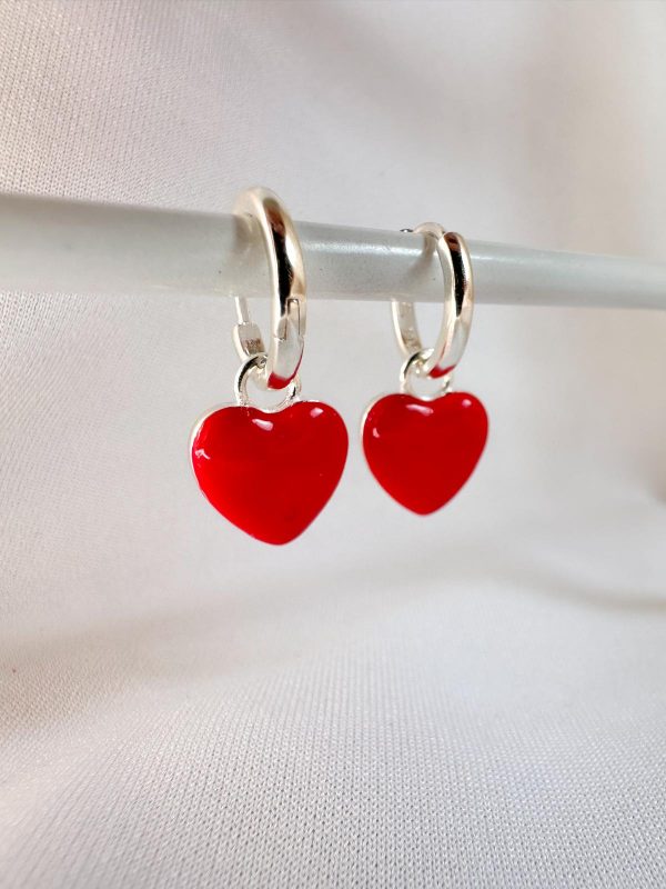 Aro plata de Corazon Rojo