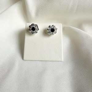 Set copmpleto de flor negra y circonias