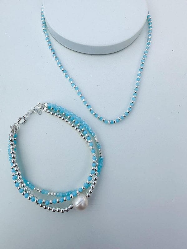 Pulsera Multihilo con perla y cristales