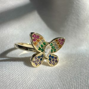 Anillo mariposa multicolor gold