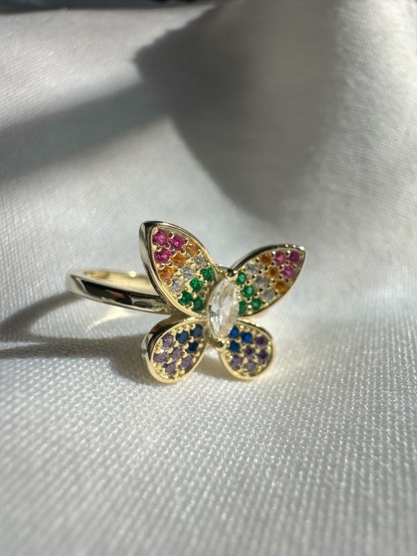 Anillo mariposa multicolor gold