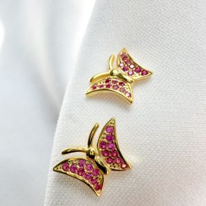 Maripositas doradas con rosa