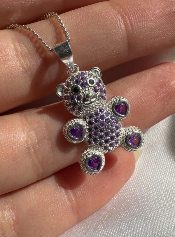 Cadena con osito violeta